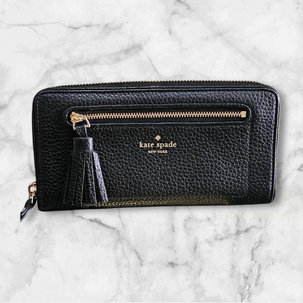 Kate Spade Black Textured Wallet with Tassel EUC